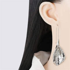 Silver-Plated Leaf Drop Earrings