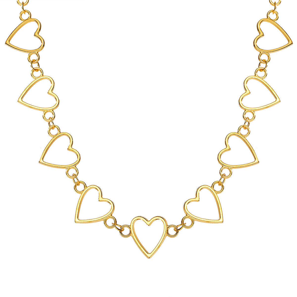 18K Gold-Plated Open Heart Chain Choker Necklace