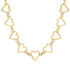 18K Gold-Plated Open Heart Chain Choker Necklace