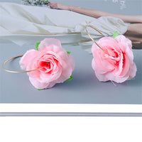 Pink Mesh & 18k Gold-Plated Flower Hoop Earrings