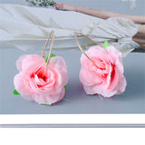 Pink Mesh & 18k Gold-Plated Flower Hoop Earrings