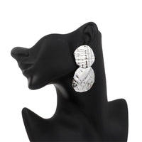 Silvertone Wrinkled Dual Circle Drop Earrings