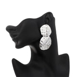 Silvertone Wrinkled Dual Circle Drop Earrings