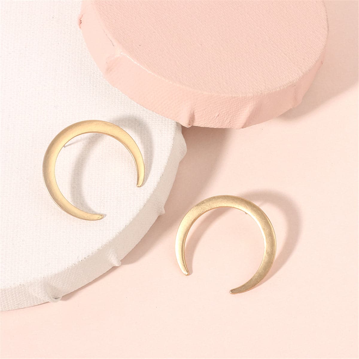 18K Gold Plated Inverted Crescent Moon Stud Earrings