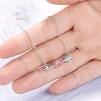 Strawberry Red Crystal & Silvertone Arrow Pendant Necklace