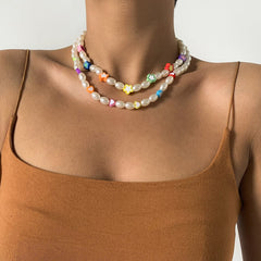 White Pearl & Silver-Plated Heart Star Necklace Set