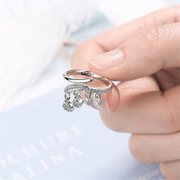 White Cubic Zirconia & Silver-Plated Tassel Bypass Ring