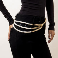 Pearl & 18k Gold-Plated Beaded Layered Waist Chain