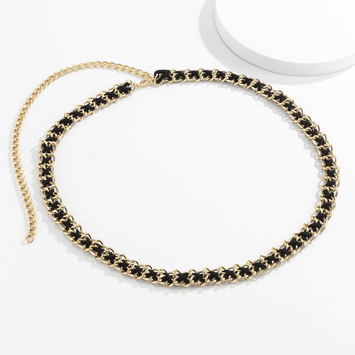 Black Velvet & 18K Gold-Plated Waist Chain