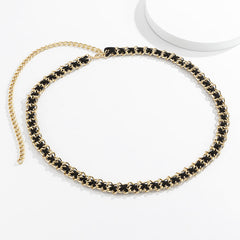 Black Velvet & 18K Gold-Plated Waist Chain