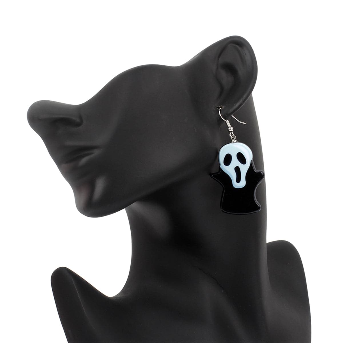Black Acrylic & Silver-Plated Ghost Drop Earrings
