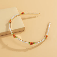 Orange Howlite & Pearl Mum Station Headband