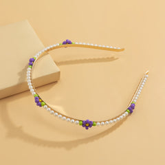 Purple Howlite & Pearl Floral Station Headband