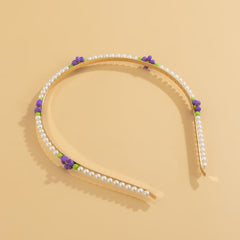 Purple Howlite & Pearl Floral Station Headband