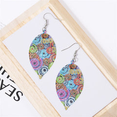 Blue & Multicolor Abstract Leaf Drop Earrings