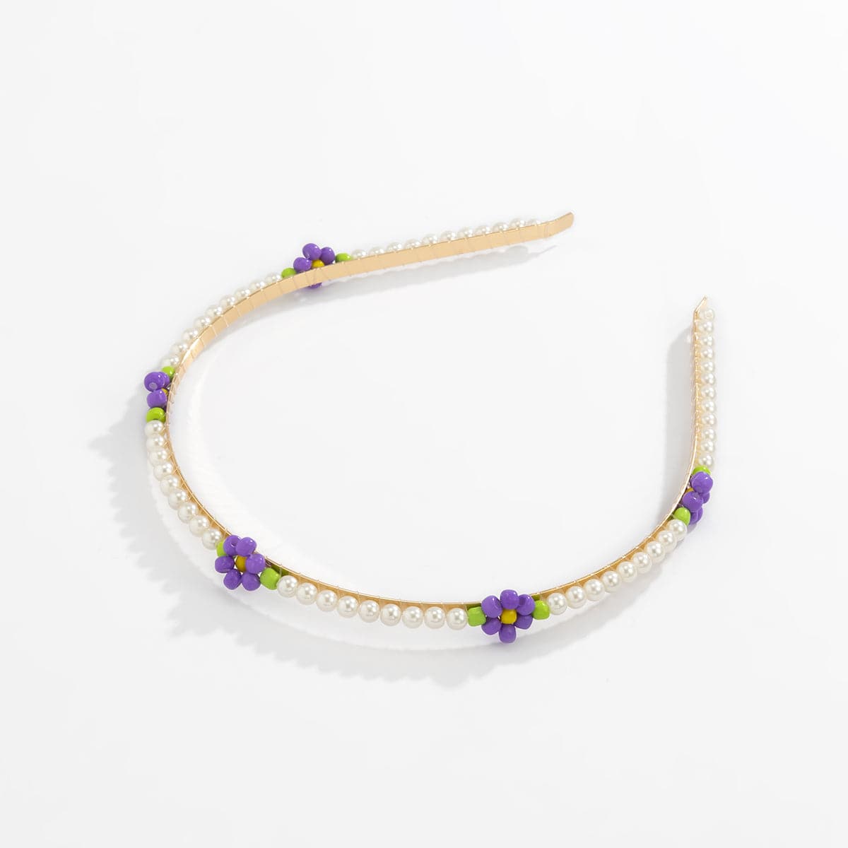 Purple Howlite & Pearl Floral Station Headband