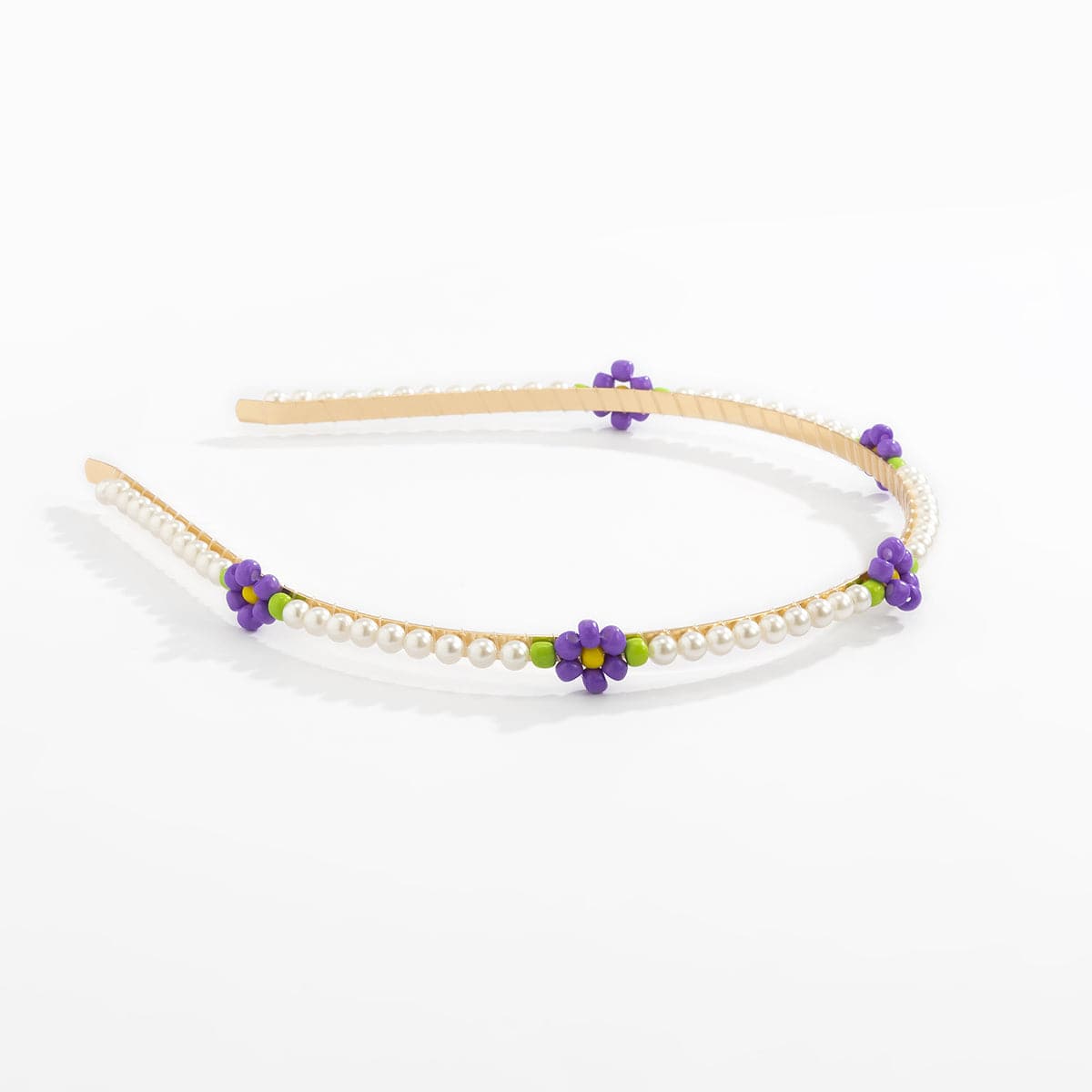 Purple Howlite & Pearl Floral Station Headband