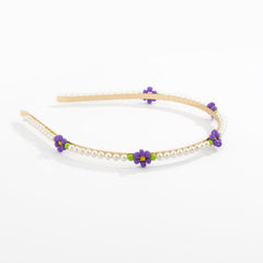 Purple Howlite & Pearl Floral Station Headband