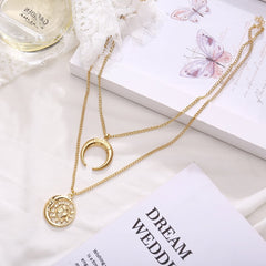 18K Gold-Plated Moon & Sun Layer Pendant Necklace