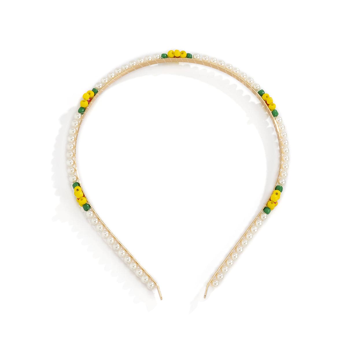 Pearl & Yellow Howlite Floral Station Hard Headband