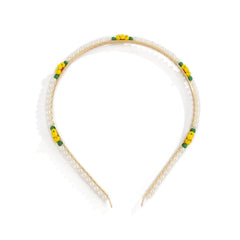 Pearl & Yellow Howlite Floral Station Hard Headband