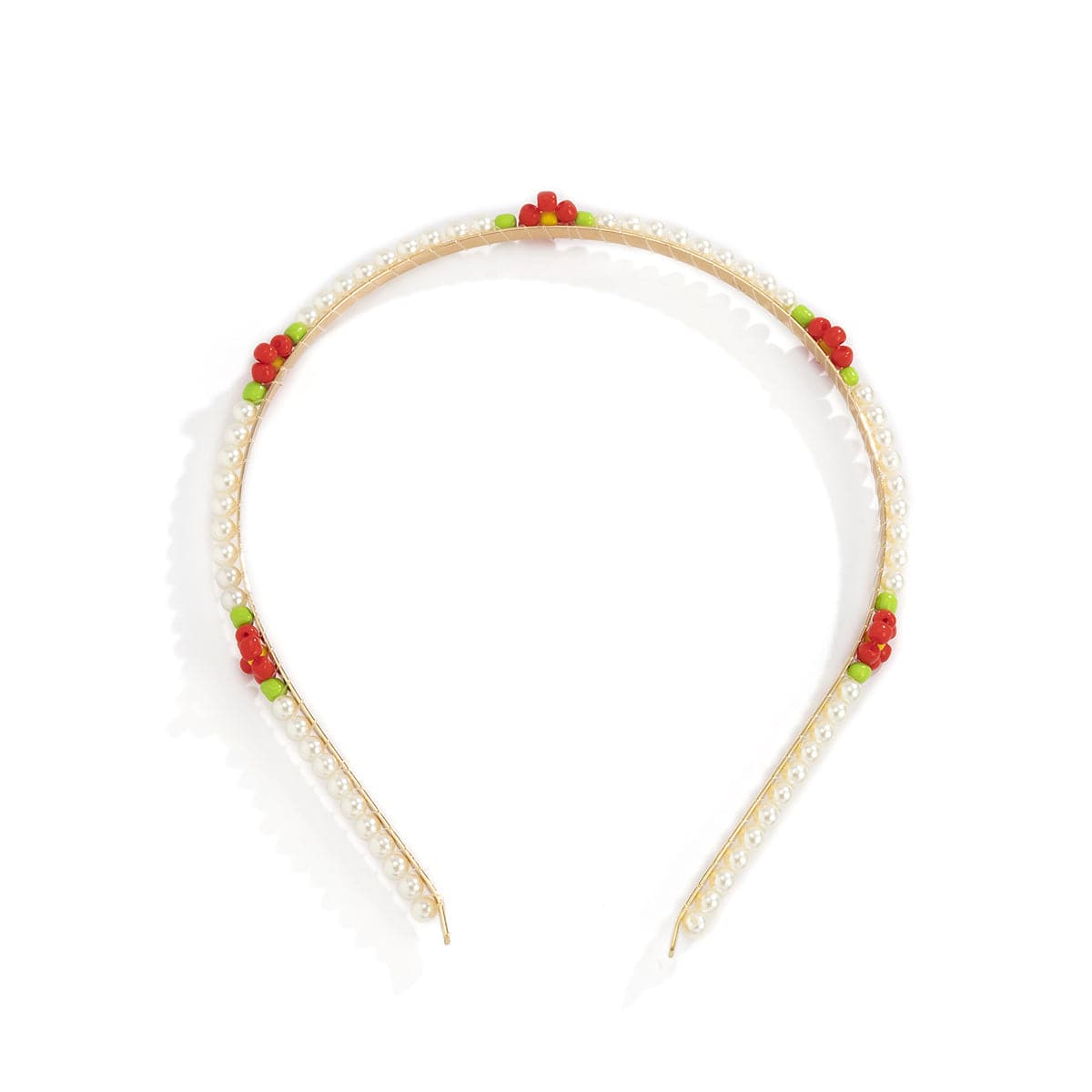 Red Howlite & Pearl 18K Gold-Plated Floral Station Headband