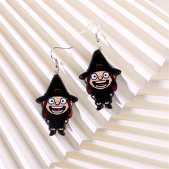 Black Acrylic & Silver-Plated Witch Drop Earrings