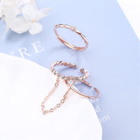 Cubic Zirconia & Rose Goldtone Linked Adjustable Ring Set