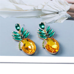 Yellow Crystal & Cubic Zirconia Pineapple Drop Earrings