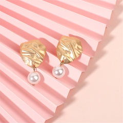 Pearl & 18K Gold-Plated Wrinkle Drop Earrings