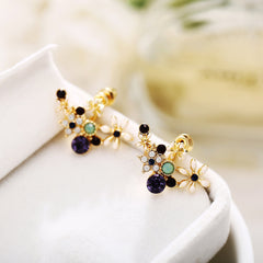 Crystal & Cubic Zirconia Flower Stud Earrings