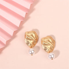 Pearl & 18K Gold-Plated Wrinkle Drop Earrings