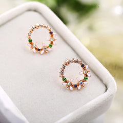 Crystal & Cubic Zirconia Flower Stud Earrings