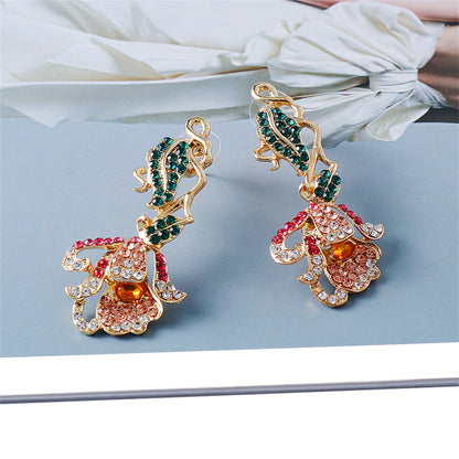Green Multicolor Cubic Zirconia and 18K Gold-Plated Petunia Drop Earrings, gold drop earrings for women, styled look