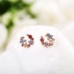 Crystal & Cubic Zirconia Flower Stud Earrings