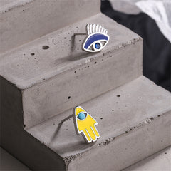 Cubic Zirconia & Silver-Plated Hamsa Eye Stud Earrings