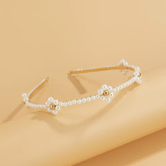 Pearl & 18K Gold-Plated Floral Station Hard Headband
