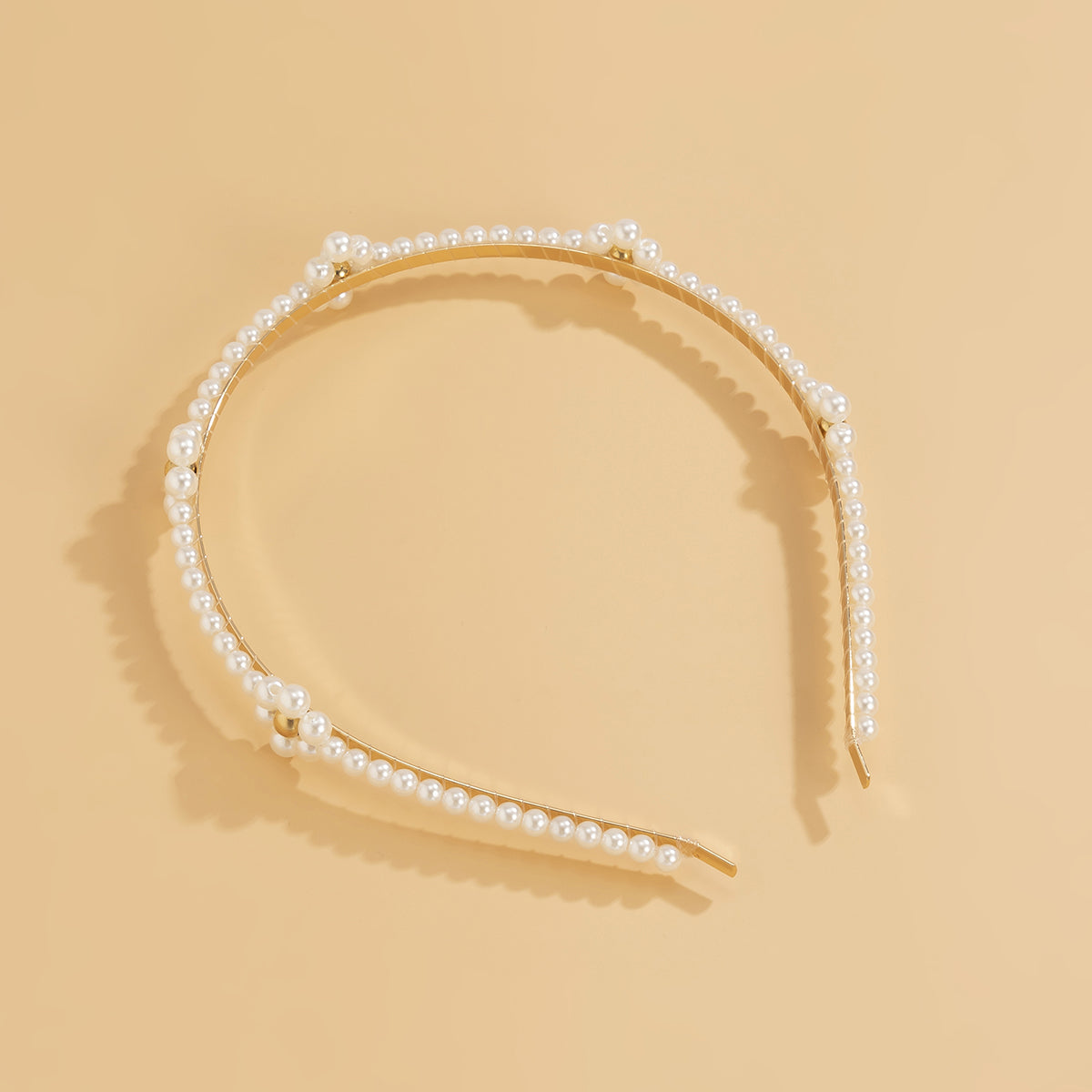 Pearl & 18K Gold-Plated Floral Station Hard Headband