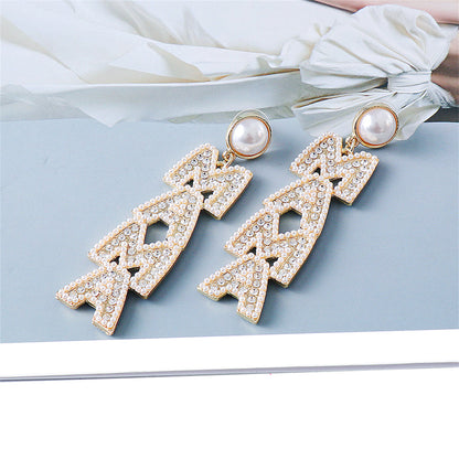 Cubic Zirconia and Pearl 18K Gold-Plated 'Mama' Drop Earrings, gold drop earrings for women, everyday style, side view