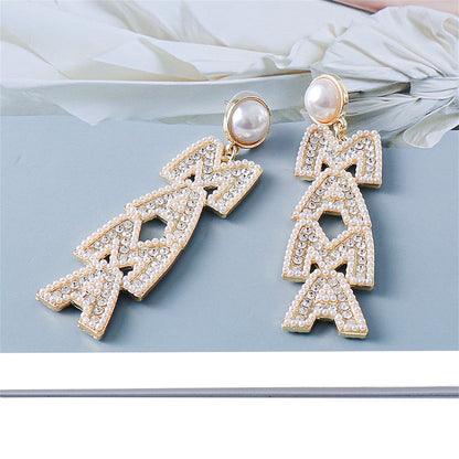 Cubic Zirconia and Pearl 18K Gold-Plated 'Mama' Drop Earrings, gold drop earrings for women, everyday style, lifestyle look