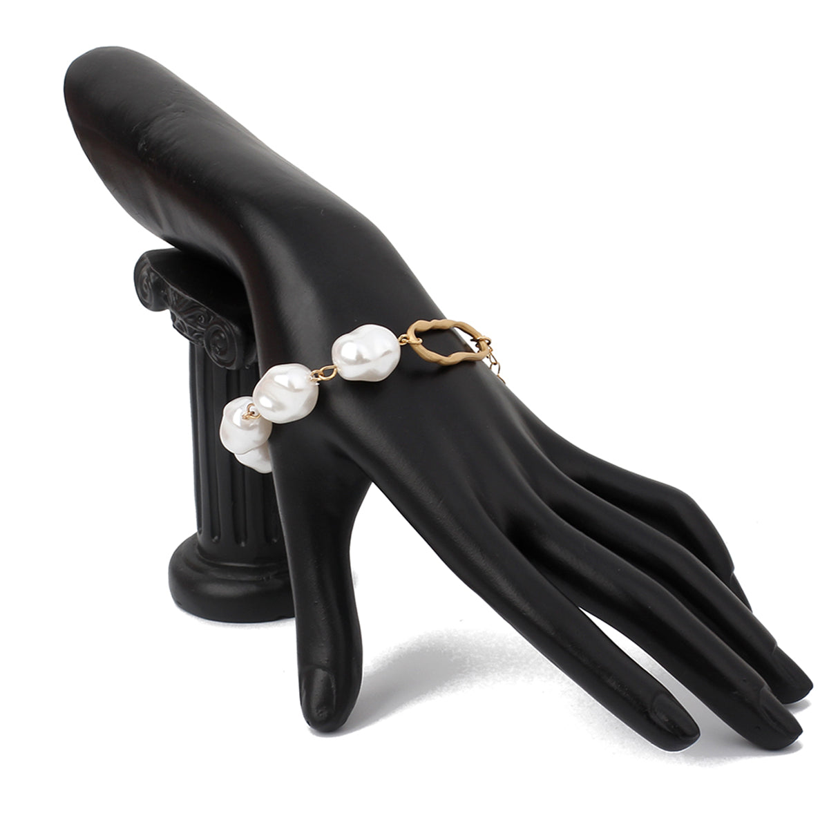Pearl & 18K Gold-Plated Oval Station Bracelet