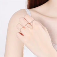 Cubic Zirconia & Rose Goldtone Linked Adjustable Ring Set