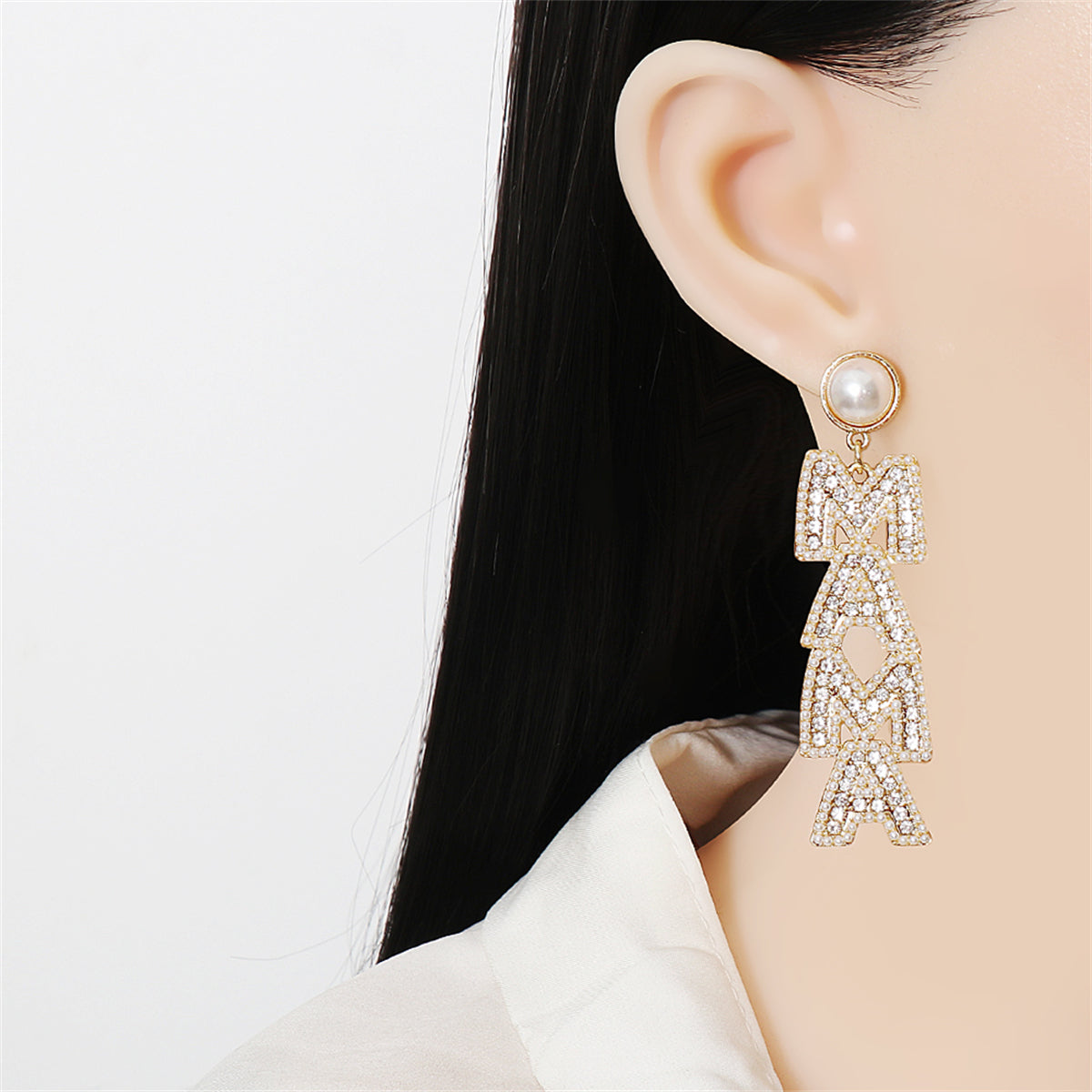 Cubic Zirconia & Pearl 18K Gold-Plated 'Mama' Drop Earrings