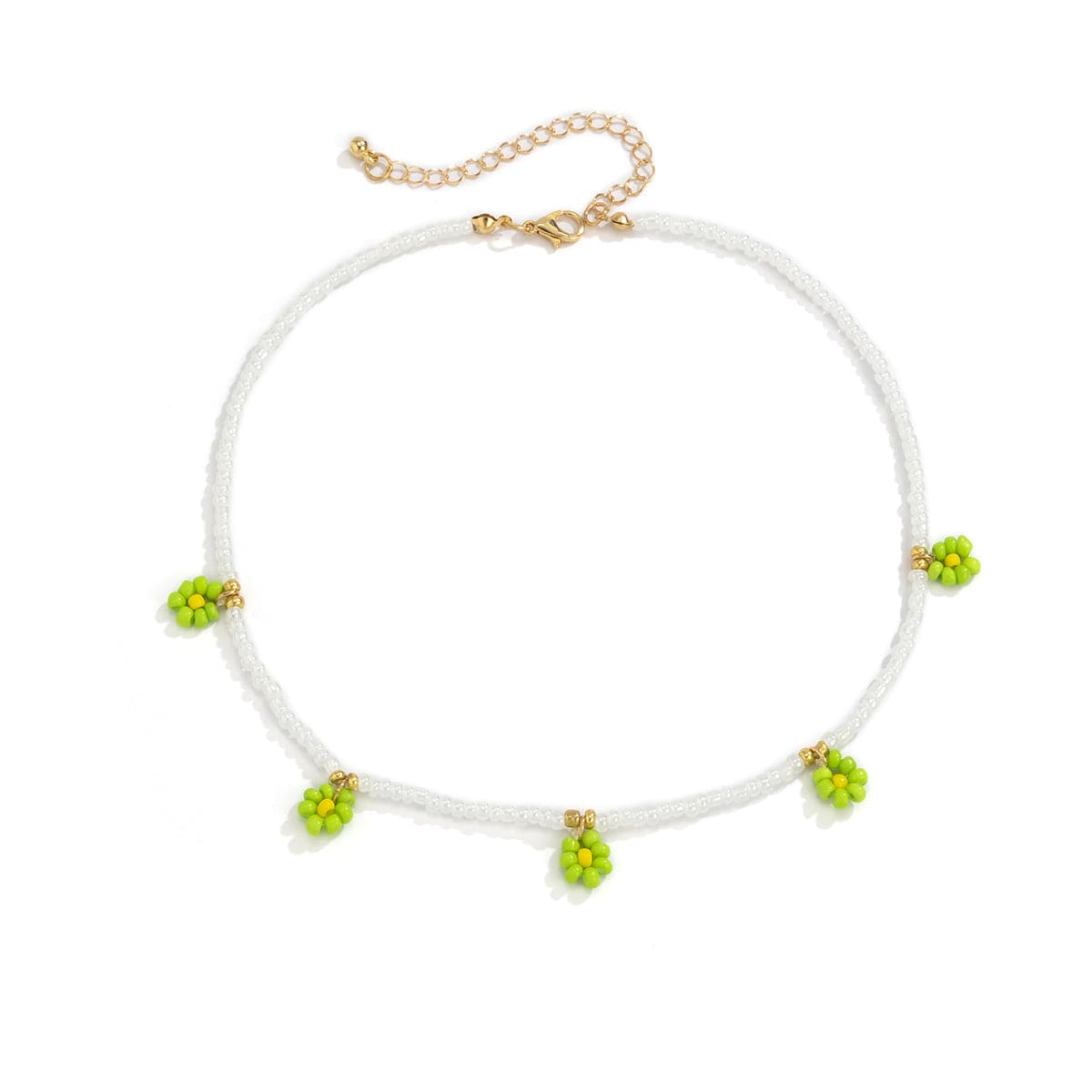 Green Howlite & 18K Gold-Plated Mum Beaded Station Choker Necklace