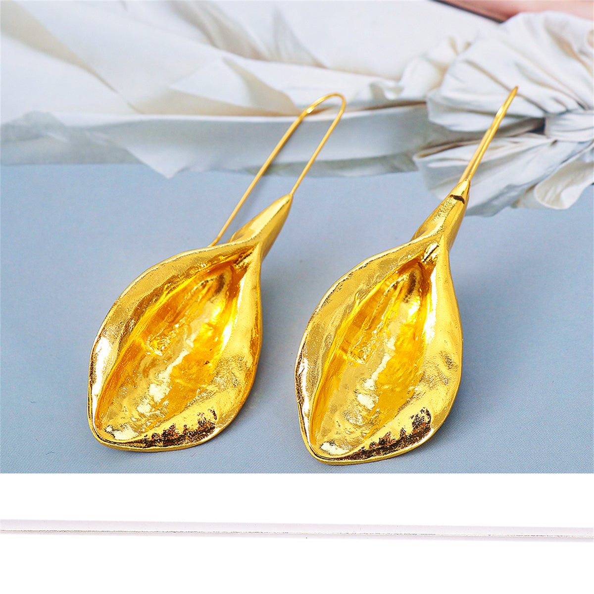 18K Gold-Plated Leaf Drop Earrings, gold drop earrings for women, vintage-inspired design, lifestyle look