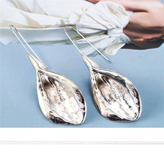 Silver-Plated Leaf Drop Earrings