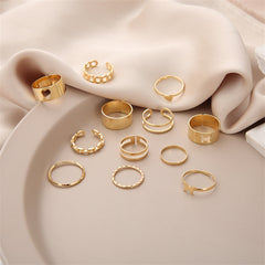 18K Gold-Plated Heart Ring Set
