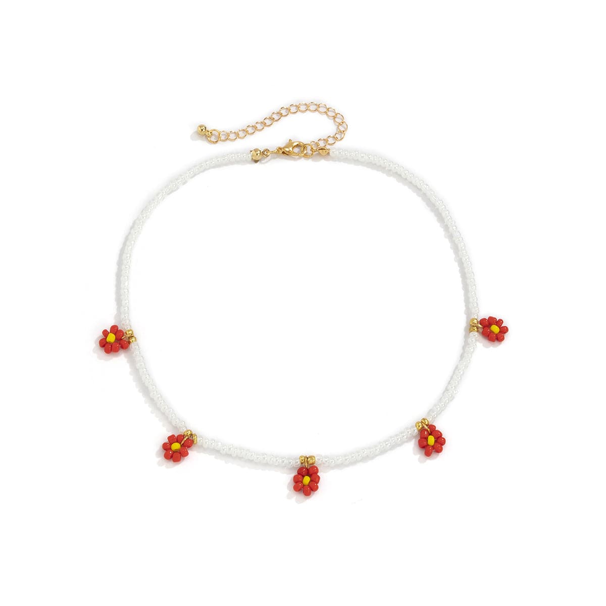 Red Howlite & 18K Gold-Plated Mum Beaded Station Necklace
