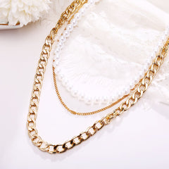 Pearl & 18K Gold-Plated Figaro Chain Layered Necklace