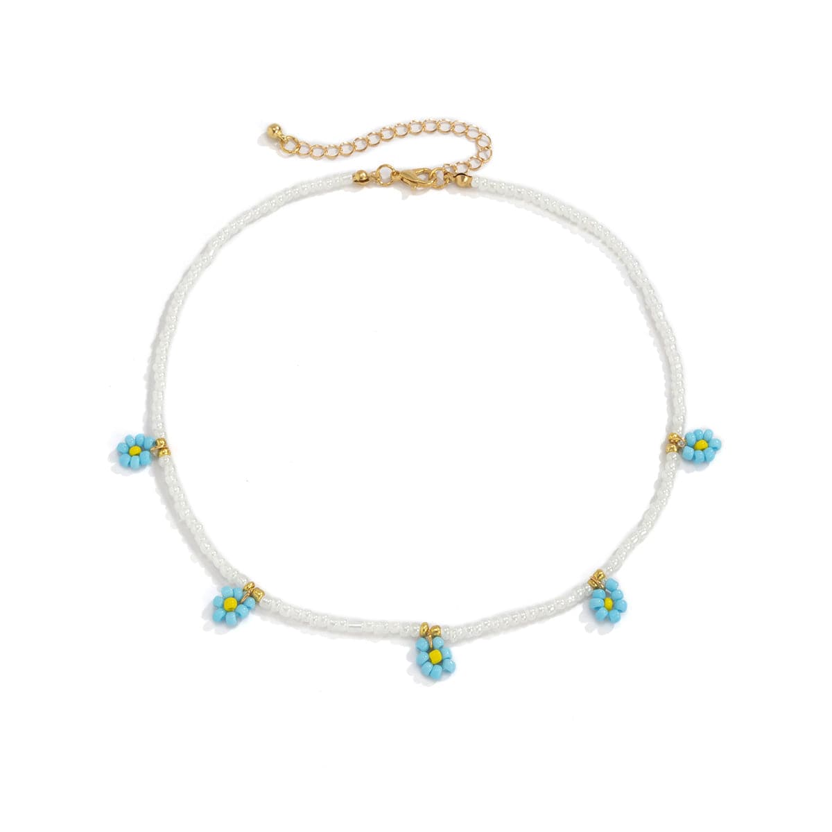 Blue Howlite & 18K Gold-Plated Mum Beaded Station Collar Necklace